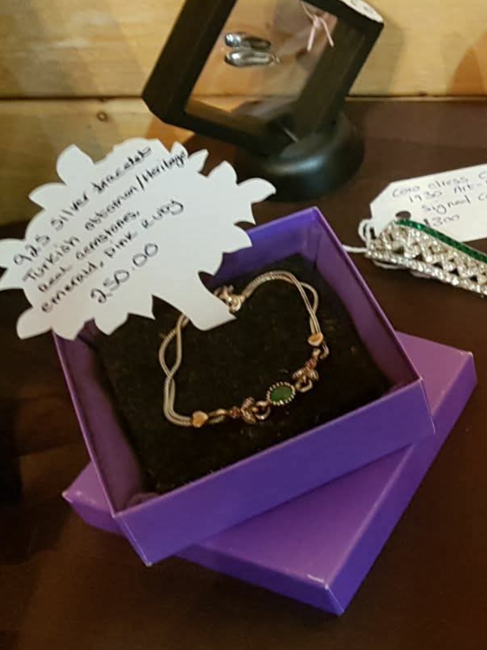 Green Stone Silver Bracelet - Women Jewelry